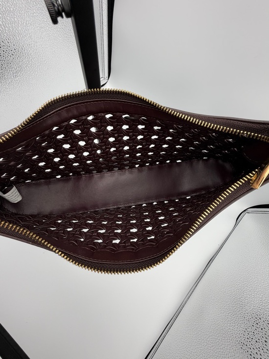 JW PEI Lily Faux Bamboo Woven Shoulder Bag Brown Vegan Leather Crossbody - Picture 4 of 7